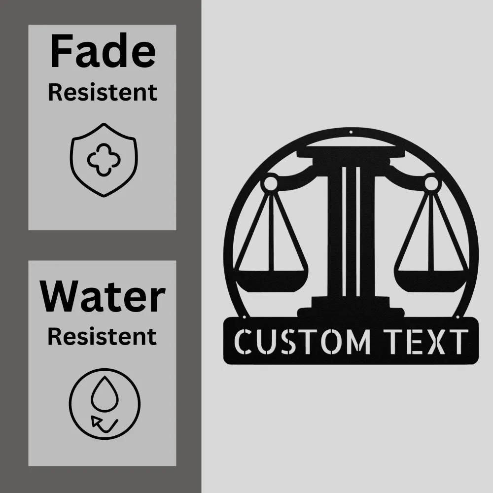 Custom Law Scale Metal Sign Custom Law Scale Metal Sign
