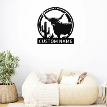 Custom Longhorn Metal Art Sign