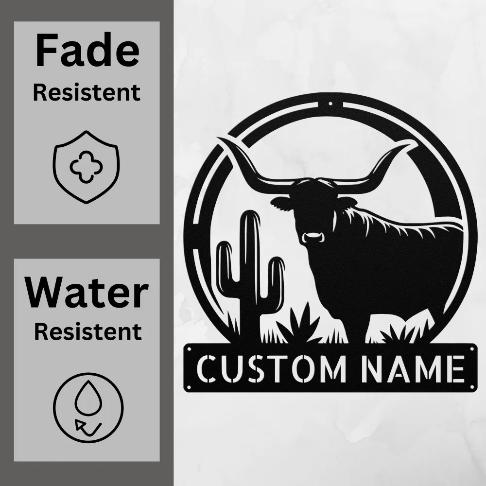 Custom Longhorn Metal Art Sign Custom Longhorn Metal Art Sign