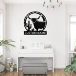 Custom Longhorn Metal Art Sign