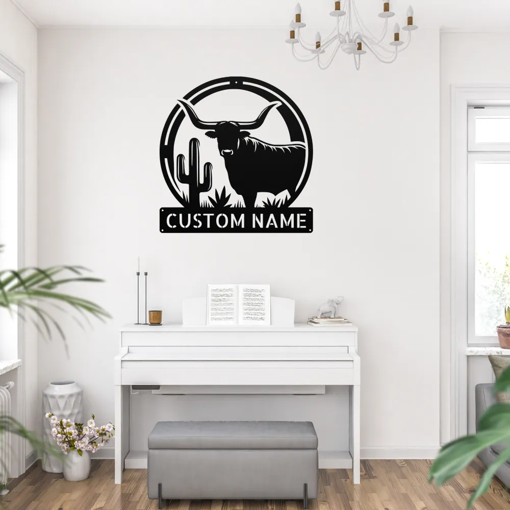 Custom Longhorn Metal Art Sign Custom Longhorn Metal Art Sign