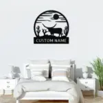 Custom Longhorn Scene Metal Sign