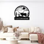 Custom Longhorn Scene Metal Sign