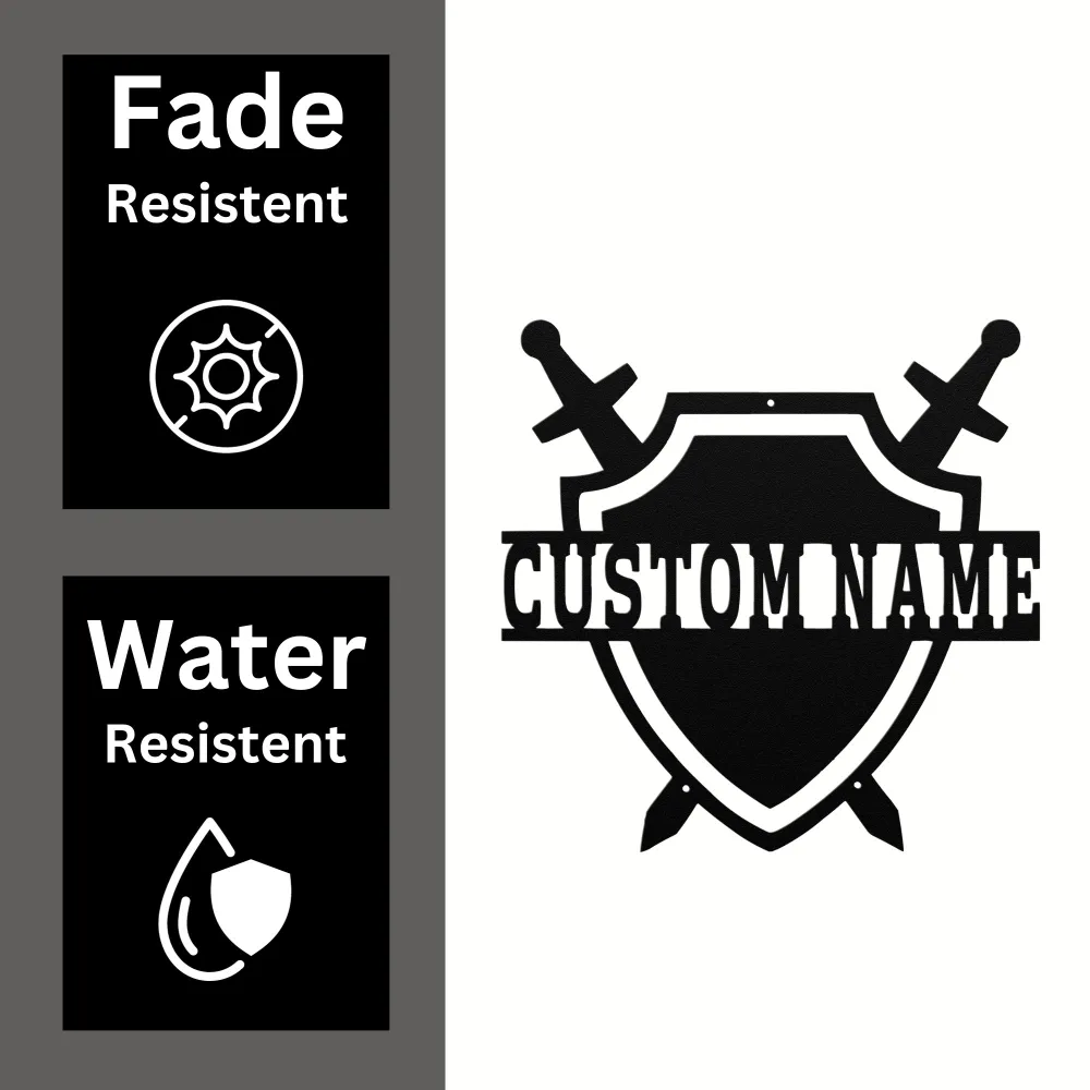Custom Medieval Shield Metal Sign Custom Medieval Shield Metal Sign