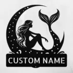 Custom Mermaid In Moon Metal Sign