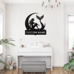 Custom Mermaid In Moon Metal Sign