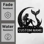 Custom Mermaid In Moon Metal Sign