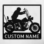 Custom Motorcycle Rider Metal Sign