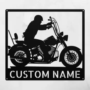 Custom Motorcycle Rider Metal Sign