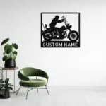 Custom Motorcycle Rider Metal Sign