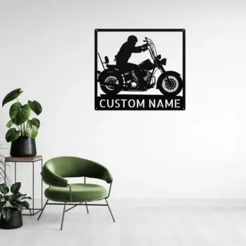 Custom Motorcycle Rider Metal Sign