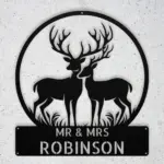 Custom Mr Mrs Deer Metal Sign