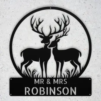 Custom Mr Mrs Deer Metal Sign
