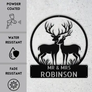 Custom Mr Mrs Deer Metal Sign