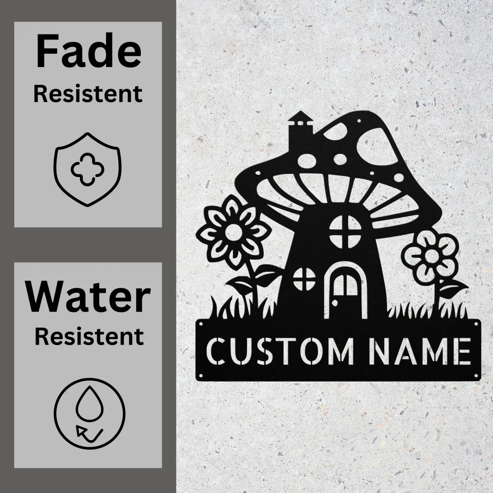 Custom Mushroom House Metal Sign Custom Mushroom House Metal Sign