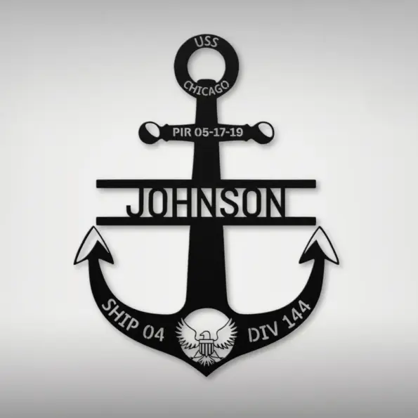 Custom Navy Anchor Metal Sign