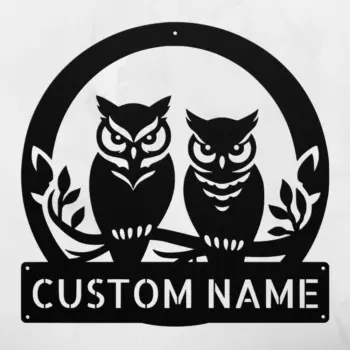 Custom Owl Couple Metal Sign