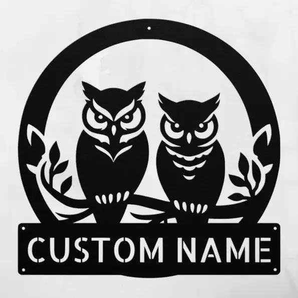 Custom Owl Couple Metal Sign