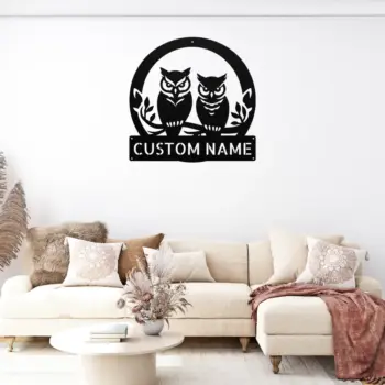 Custom Owl Couple Metal Sign