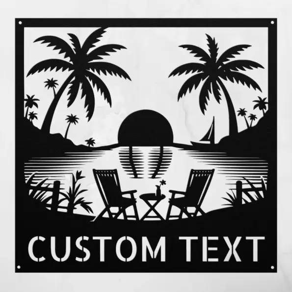 Custom Paradise Scene Metal Sign