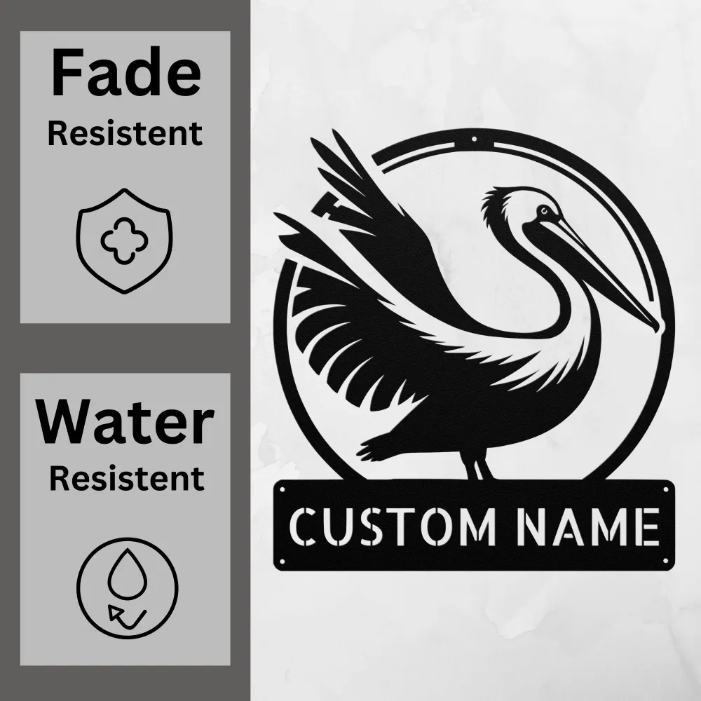 Custom Pelican Bird Metal Sign Custom Pelican Bird Metal Sign