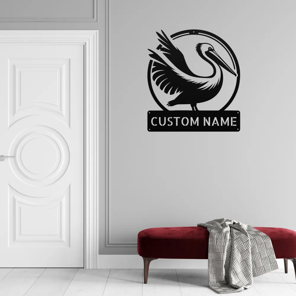 Custom Pelican Bird Metal Sign Custom Pelican Bird Metal Sign