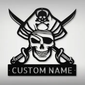 Custom Pirate Skull Metal Sign