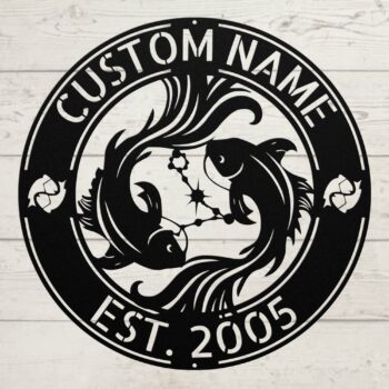 Custom Pisces Zodiac Metal Sign