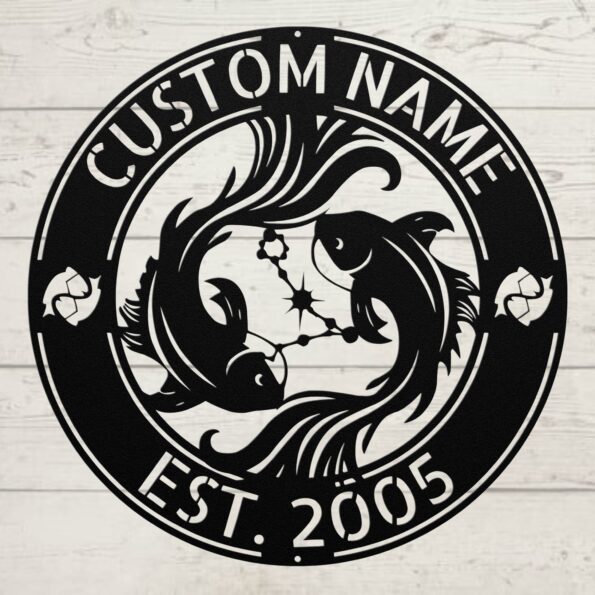Custom Pisces Zodiac Metal Sign