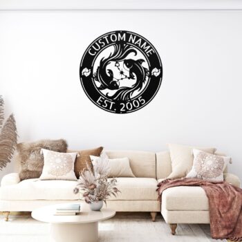 Custom Pisces Zodiac Metal Sign