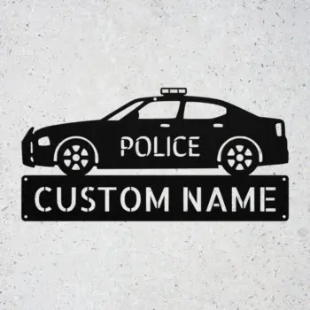 Custom Police Car Metal Sign