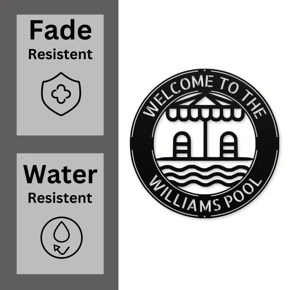 Custom Poolside Metal Sign Custom Poolside Metal Sign
