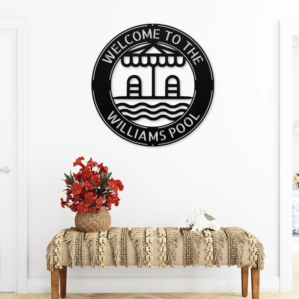 Custom Poolside Metal Sign Custom Poolside Metal Sign