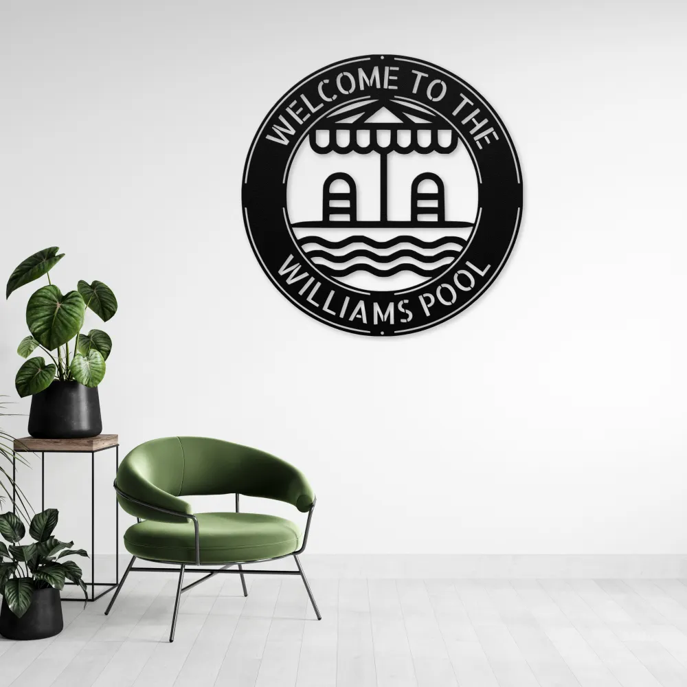 Custom Poolside Metal Sign Custom Poolside Metal Sign