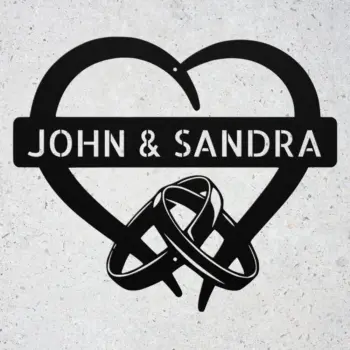 Custom Rings In Heart Metal Sign