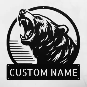 Custom Roaring Bear Metal Sign