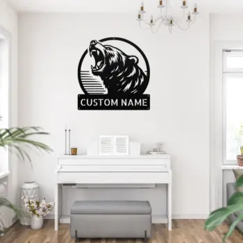 Custom Roaring Bear Metal Sign