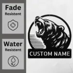 Custom Roaring Bear Metal Sign