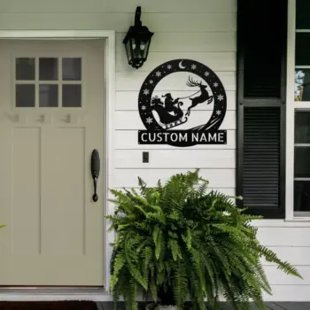 Custom Santa Riding Sleigh Metal Sign