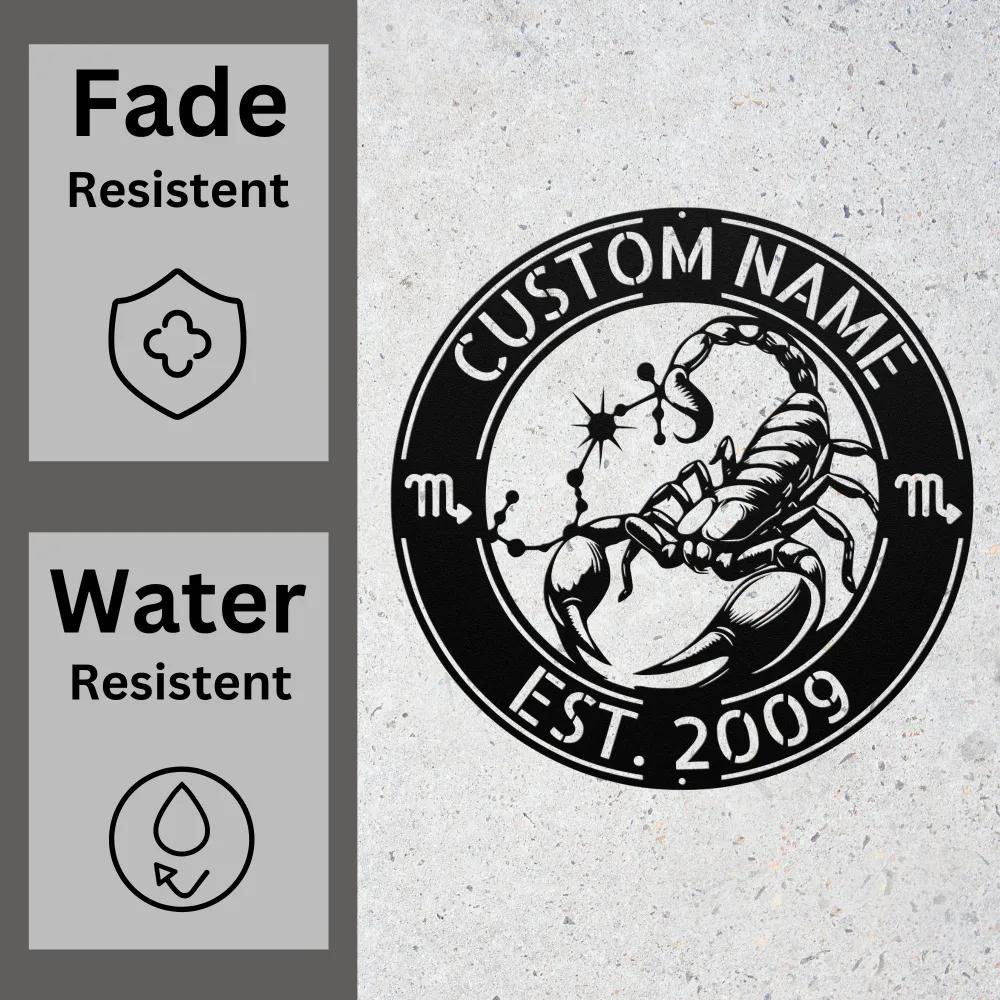 Custom Scorpio Zodiac Metal Sign Custom Scorpio Zodiac Metal Sign