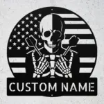 Custom Skull Darts Usa Flag Metal Sign