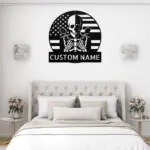 Custom Skull Darts Usa Flag Metal Sign