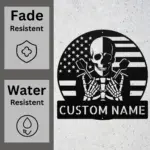 Custom Skull Darts Usa Flag Metal Sign