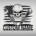 Custom Skull Mechanic Metal Sign