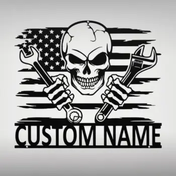 Custom Skull Mechanic Metal Sign