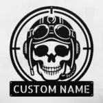 Custom Skull Pilot Metal Sign