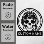 Custom Skull Pilot Metal Sign