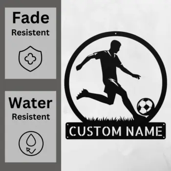 Custom Soccer Player Metal Sign
