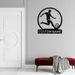 Custom Soccer Player Metal Sign