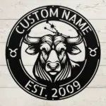 Custom Taurus Zodiac Metal Sign